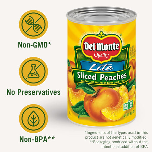 15 oz (Pack 12 Del Monte Sliced Yellow Canned Peaches in Extra Light Syrup, Can of Cans)