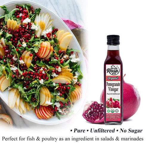 8.45 Oz (Pack 2) De La Rosa Organic Pomegranate and White Balsamic Vinegar, Vegan, Kosher, Non-GMO & Gluten Free, Great