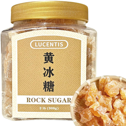 LUCENTIS Natural Rock Sugar Crystals, Traditional Yellow Crystal Sugar, No Additives (2lb)