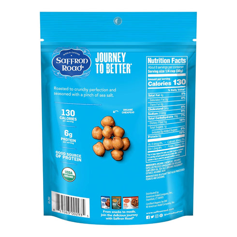 6 oz (4 Pack)) Saffron Road Organic Crunchy Chickpea Snacks-Gluten Free, Non-GMO, Halal, Kosher, Vegan (Sea Salt