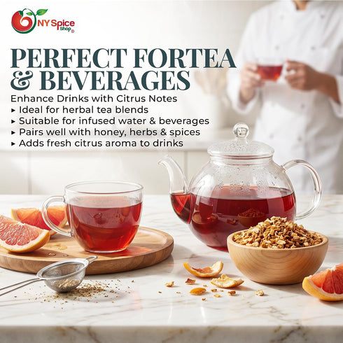 3 NY Spice Shop Dried Grapefruit Peel Cut & Sifted - Pound Cut Grapefruit Peel Herb for Herbal Tea Citrus Blend