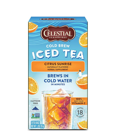 Celestial Seasonings Cold Brew Iced Tea, Citrus Sunrise, Caffeine Free, 18 tea