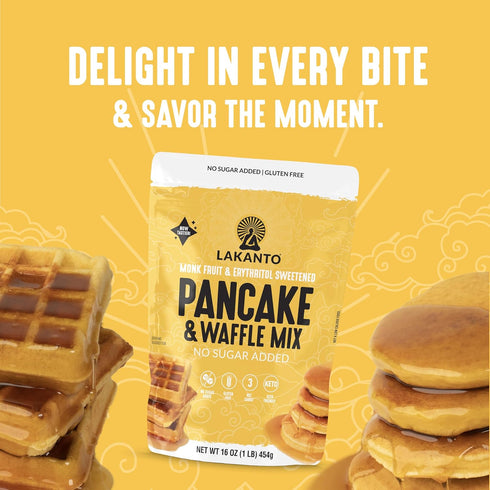16 oz Lakanto Pancake and Waffle Mix - Sweetened with Monk Fruit Sweetener and Erythritol, Breakfast, Flapjacks, Almond