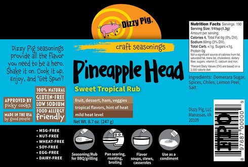(8oz Pack) Dizzy Pig Barbecue Company Pineapple Head Seasonings - Savory Sweet Shaker, Two