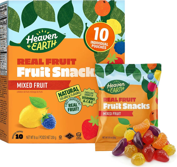 Heaven & Earth Fruit Snacks, Mixed Fruit, .8 oz (10 Pouches) |