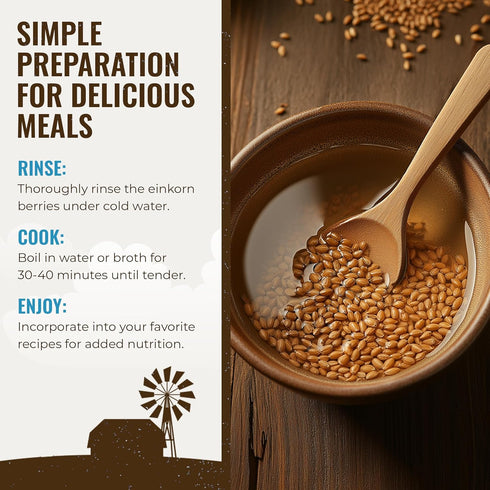 100% 2.5 lbs Grand Teton Ancient Grains - Organic Einkorn Berries, Premium Food-Grade Farro Piccolo, For Milling into