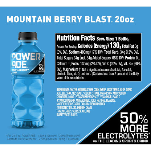 20 oz, 8 Pack POWERADE Mountain Berry Blast, fl