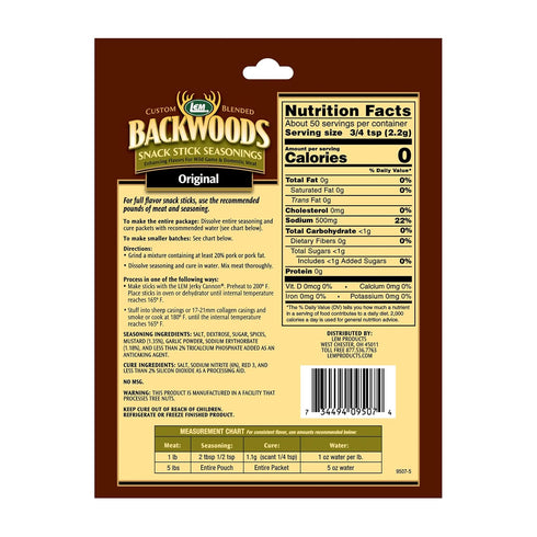 Packet LEM Backwoods Snack Stick Seasoning with Cure
