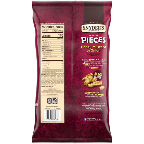 18 Oz Snyder's of Hanover Honey Mustard & Onion Flavored Pretzel Pieces