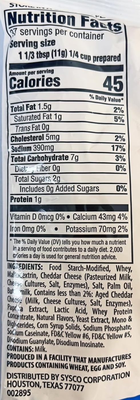 Sysco 14.5 oz. Imperial Instant Cheddar Cheese Sauce Mix |