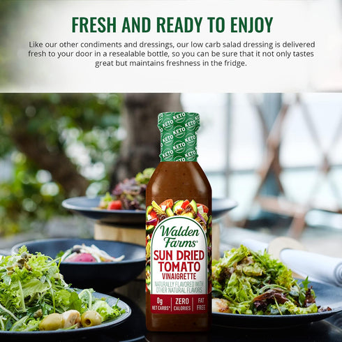 12 oz 0g Walden Farms Sun Dried Tomato Vinaigrette Dressing Bottle - Sugar Free Net Carbs Condiment - So Tasty on