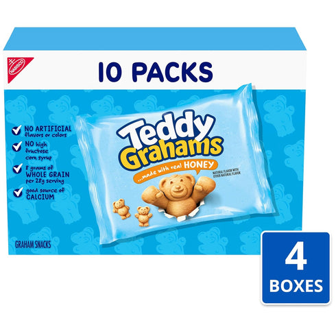 40 Packs (4 TEDDY GRAHAMS Honey Graham Snacks, Kids Snack Boxes)