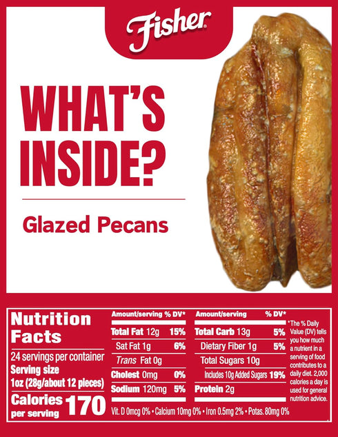 24 oz (Pack 1), Mammoth Fisher Snack Glazed Pecans Candied, of Junior Candied Pecans, Perfect for Gifting or Personal
