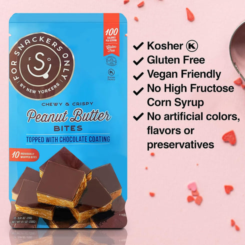3 Pack 100 24 For Snackers Only Peanut Butter Bites Topped with Chocolate Coating - Gluten Free - Vegan Friendly