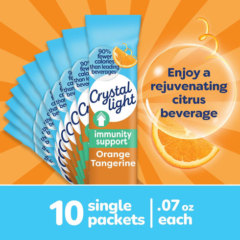 Immunity .07 oz Packets, 10 Crystal Light Support Orange Tangerine natural flavor with other natural flavor Powdered
