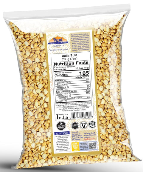 Rani Daliya Split (Roasted Split Chickpeas Dalia), 7oz (200g), All Natural, Vegan, Indian Origin
