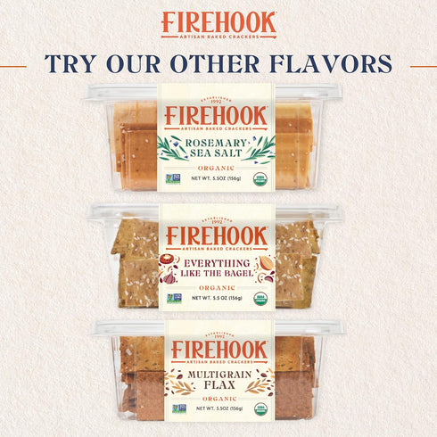 5.5 oz Firehook Sea Salt Crackers Artisan Baked, Uniquely Crunchy, Baked with Simple Ingredients Organic, Non-GMO