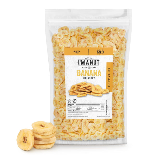 Premium Dried Banana Chips 64oz | Non-GMO, Batch Tested Gluten & Peanut