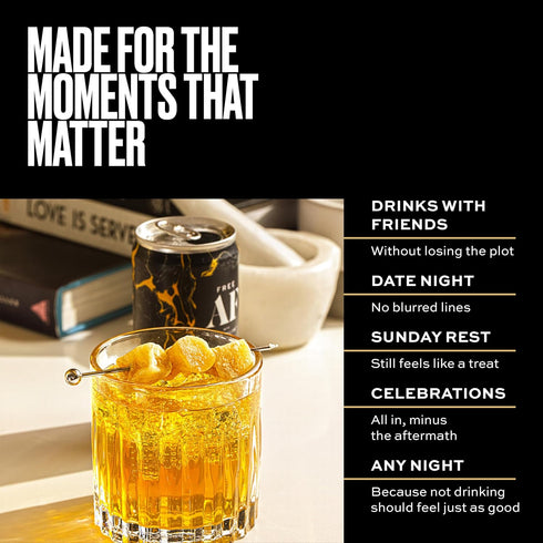 8.4 oz (4-Pack) Free AF Drinks Non-Alcoholic Whiskey Ginger | Alcohol Alternative Sparkling Cocktails with AFTERGLOW