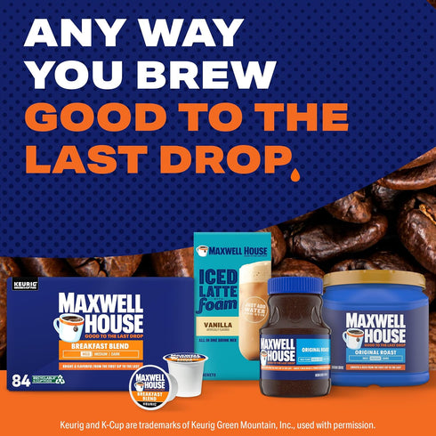 84 Maxwell House Breakfast Blend Mild Roast K-Cup Coffee Pods, ct Box