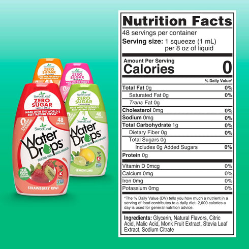 1.62 Oz Pack 8) SweetLeaf Water Flavoring Drops - Stevia Water Enhancer, Sugar Free, Zero Calorie Water Additive