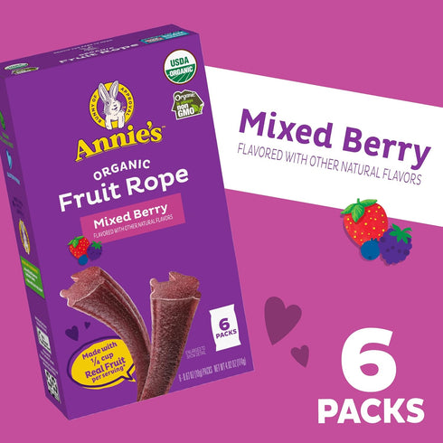 4.02 oz Annie's Organic Fruit Rope, Mixed Berry, Made With Real Fruit