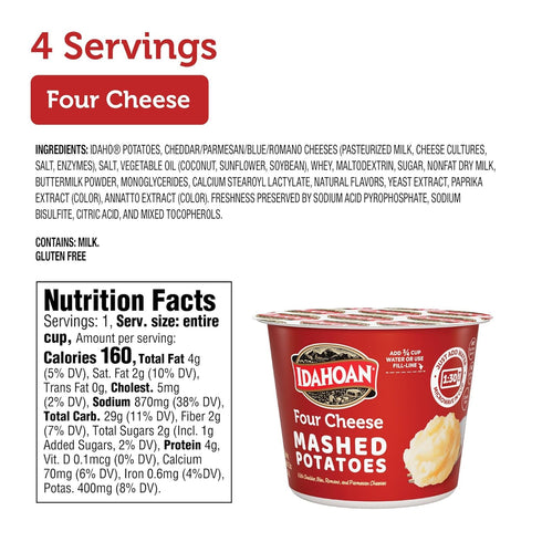 1.5 oz (24 count) Idahoan Four Cheese Instant Mashed Potatoes Cup