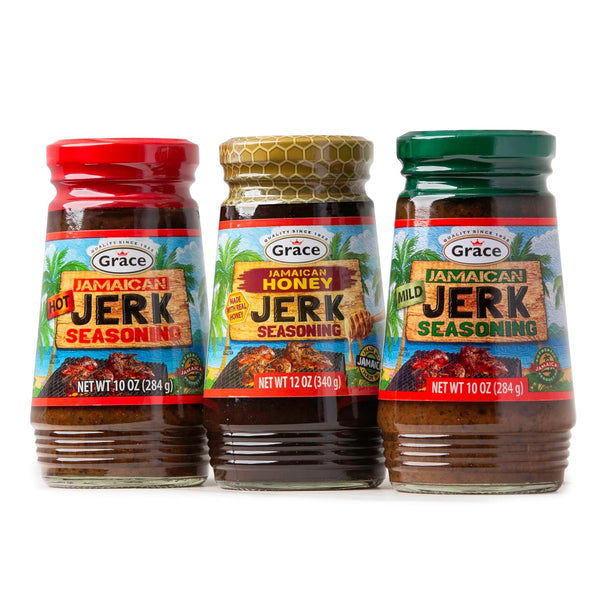 Grace Jamaican Jerk Seasoning Paste Variety Pack - Honey, Mild & Hot