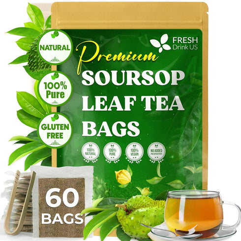 FreshDrinkUS, 60 Premium - The Top Soursop Graviola Leaf Tea Bags, 100%