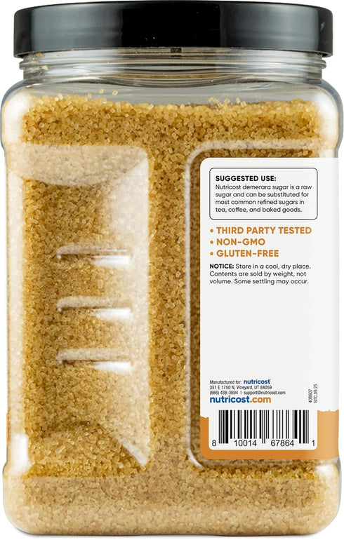 (4 Nutricost Pantry Unrefined Demerara Sugar Pound Bottle) :: Great for Baking, Cooking, Tea, Coffee, Etc. | Raw Cane