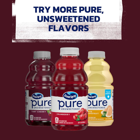 100% 32 Oz Ocean Spray Pure Unsweetened Tart Cherry, Tart Cherry Juice, Fl Bottle