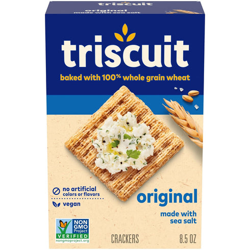 Triscuit Original Whole Grain Wheat Crackers, Vegan Healthy Snacks, 8.5 oz