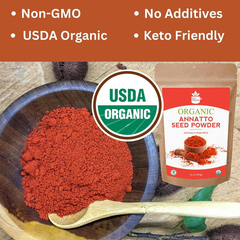 SPICY ORGANIC Annatto Powder, 16 oz, Certified USDA Organic, Ground Achiote Seed Spice