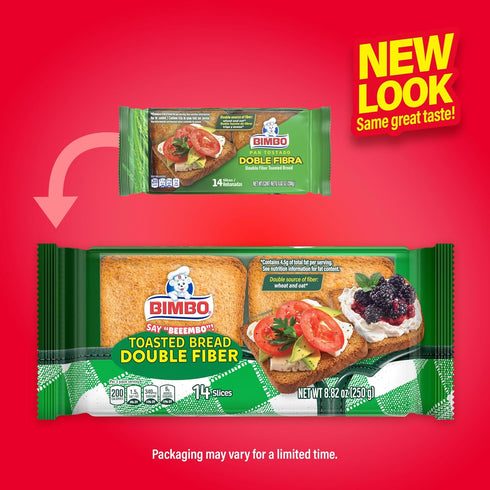 14 count, (0.63 oz 8.82 oz Bimbo Pan Tostado Doble Fibra Toasted Bread, each), Double Fiber Toasted Bread, Bag