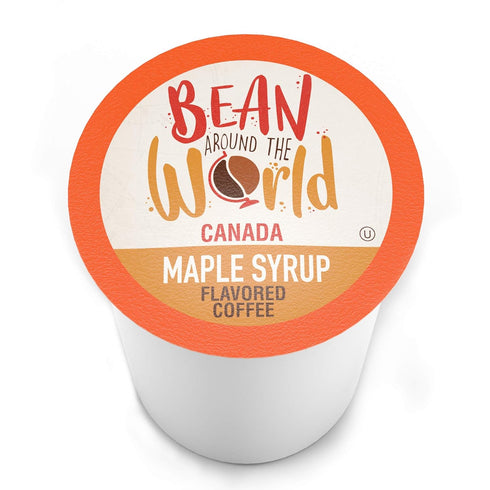 2.0 40 Count BEAN AROUND THE WORLD Flavored Coffee Compatible With Keurig K Cup Brewers, Maple Syrup