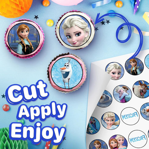 30 x Edible Cupcake Toppers - Winter Princess Party Collection of Edible Cake Decorations, Uncut Wafer Sheet Prints