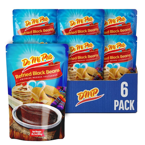 De Mi Pais Refried Black Beans Instant Mix, Traditional Refried Beans for
