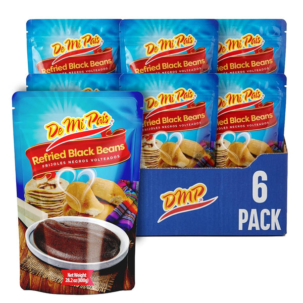 De Mi Pais Refried Black Beans Instant Mix, Traditional Refried Beans for