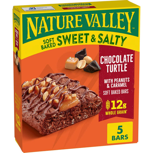Nature Valley Soft Baked Sweet and Salty Bars, Chocolate Turtle, Made with
