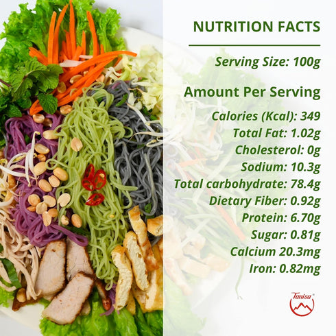 TANISA 5 Natural Vegetable Color Vermicelli Rice Noodles, Gluten Free Ramen Noodles, Non GMO, Low Carb, 8.8 oz