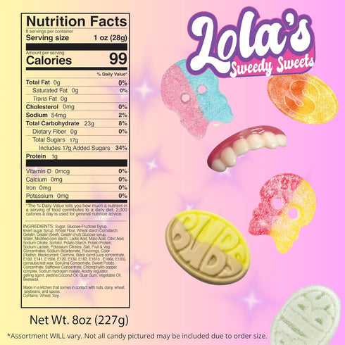 Pack, Gummy 0.5 LB Swedish Bubs Candy Mix Variety Licorice Dizzy Skull Candy from Sweden, Chewy Sweet & Sour Skalle