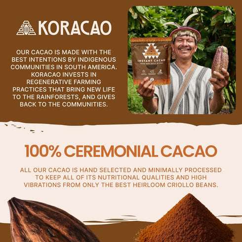 1000 300g (30 KORACAO Instant Ceremonial Cacao Powder | High-Flavanol Cacao Powder - MG Per Serving | New Daily Ritual
