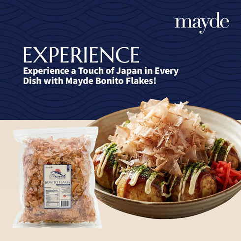 16 oz (1 lb) Mayde Japanese Bonito Flakes - Extra Large Shaved Skipjack Tuna - Katsuobushi Dried Bonito Flakes