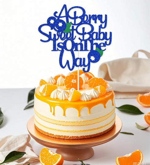 Blueberry-Themed Baby Shower Cake Topper - A Berry Sweet Baby is on the Way