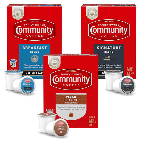 Community Coffee Variety Pack 72 Count Coffee Pods, Medium, Dark Roast and