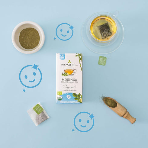 Miracle Tree Organic Moringa Superfood Tea, 25 Individually Sealed Tea Bags, Original