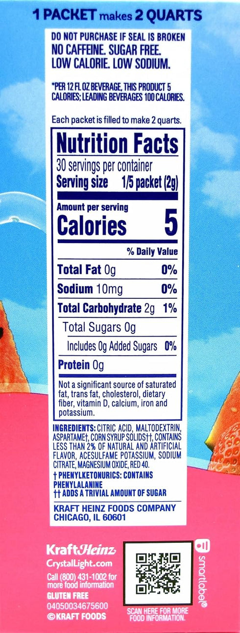 12-Quart (Pack 4) Crystal Light Strawberry Watermelon Drink Mix, Canister