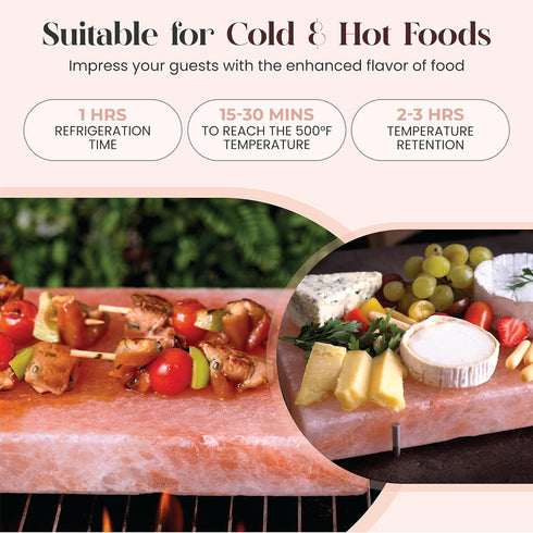 Set 12" 8" 1.5" 100% Spantik Professional Salt Block with Steel Tray x x Himalayan Cooking Plate for Grilling, Cooking