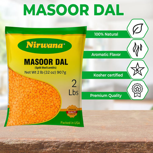 32 oz Red Split Lentils (Masoor Dal) Protein-Rich Pantry Staple for Soups, Curries & Indian Dishes