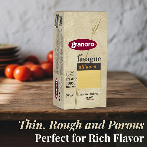 #120 17.6oz (Pack 2) Granoro Egg Lasagne Oven Ready Pasta Sheets - Authentic Italian Durum Wheat Semolina & Eggs pasta